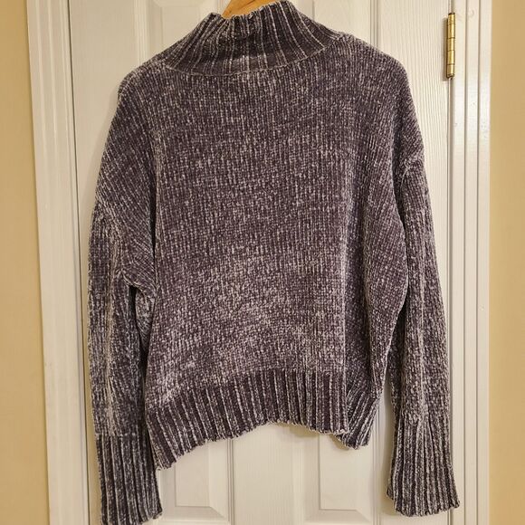 Chelsea & Theodore Womens Pullover Sweater Gray Chunky Mock Neck Crop Size XL - Picture 3 of 7